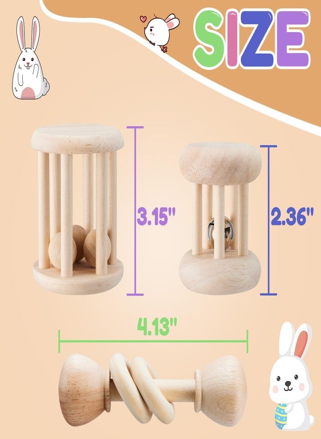 AOWPFVV 3 Pcs Wooden Bunny Toys - Safe Rabbit & Guinea Pigs Teeth Grinding Toys for Chinchillas, Hamsters & Small Animals - Indoor & Outdoor - Image 4